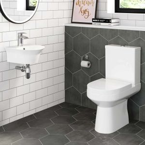 Oregon Small 340mm Cloakroom Wall Hung Basin and Toilet Set