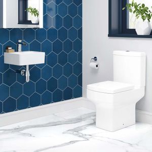 Virginia Cloakroom Square Wall Hung Basin and Toilet Set
