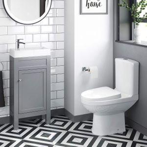 Bermuda Dove Grey Cloakroom Basin Vanity 400mm and Toilet Set