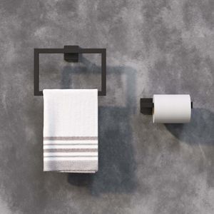 Isla Matt Black Toilet Roll Holder & Towel Ring