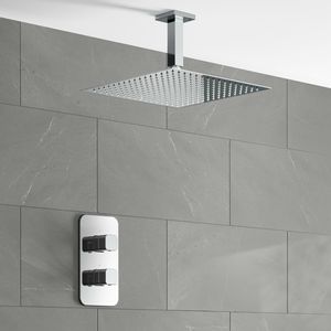 Galway Premium Ceiling Chrome Square Thermostatic Shower Set - 300mm Head