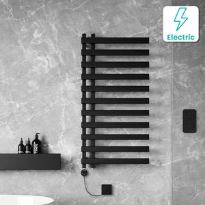Palermo Electric Matt Black Designer Heated Towel Rail 1200x600mm