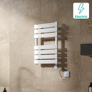 Santorini Electric White Flat Panel Heated Towel Rail 650x400mm