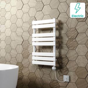 Santorini Electric White Flat Panel Heated Towel Rail 800x450mm