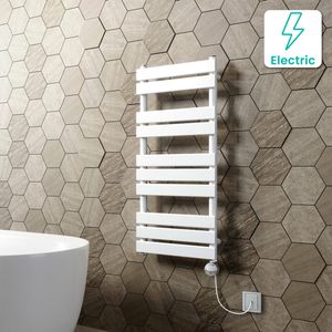 Santorini Electric White Flat Panel Heated Towel Rail 1000x450mm