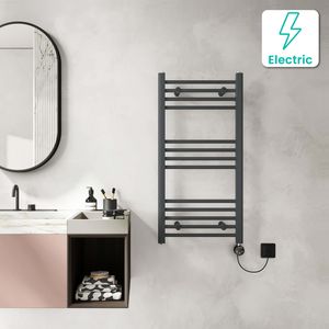 Barcelona Electric Anthracite Straight Heated Towel Rail 1000x500mm