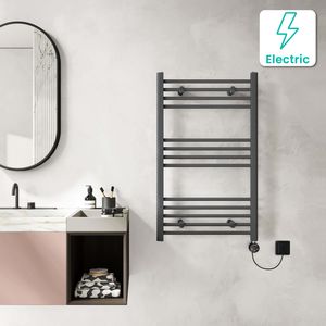 Barcelona Electric Anthracite Straight Heated Towel Rail 1000x600mm