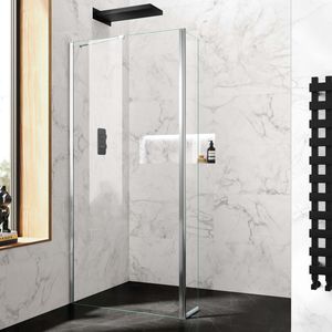 Copenhagen Easy Clean 8mm Wet Room Shower Glass Panel 1000mm & 250mm Pivotal Return Panel