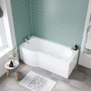 P Shaped 1700 Bath with Front Panel - Left Handed