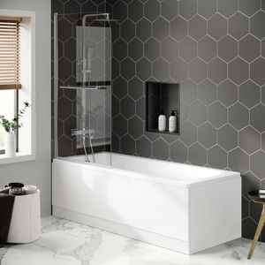 Hereford 1700x700 Square Shower Bath & 6mm Easy Clean Screen with Rail