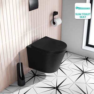 Vermont Matt Black Wall Hung Toilet With Premium Soft Close Seat