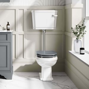 Hudson Traditional Toilet With Low-Level Cistern and Dove Grey Wooden Seat