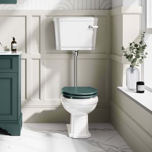 Hudson Traditional Toilet With Low-Level Cistern and Midnight Green Wooden Seat