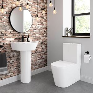 Boston Rimless Close Coupled Toilet & Pedestal Basin Set