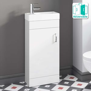 Quartz Gloss White Cloakroom Floor Standing Basin Vanity 400mm
