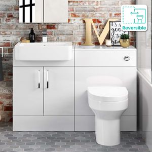 Harper Gloss White Combination Vanity Basin and Denver Toilet 1200mm