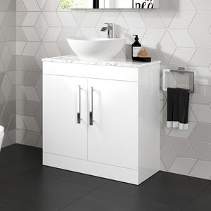 Avon Gloss White Vanity with Marble Top & Oval Counter Top Basin 800mm
