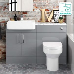Harper Stone Grey Combination Vanity Basin with Marble Top & Denver Toilet 1200mm