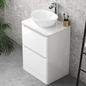 Corsica Gloss White Drawer Vanity with Oval Counter Top Basin 600mm