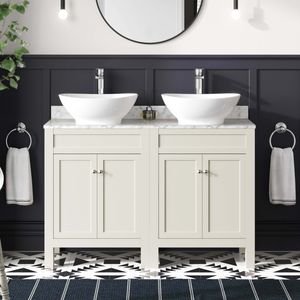 Bermuda Chalk White Vanity with Marble Top & Oval Counter Top Basin 1200mm