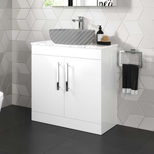 Avon Gloss White Cabinet with Marble Top 800mm - Excludes Counter Top Basin