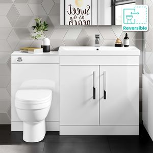 Avon Gloss White Combination Vanity Basin and Seattle Toilet 1300mm
