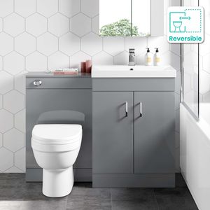 Mersey Stone Grey Combination Vanity Basin and Seattle Toilet 1100mm