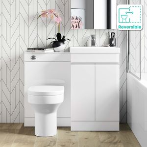 Trent Gloss White Combination Vanity Basin and Denver Toilet 1000mm