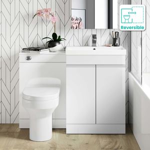 Trent Gloss White Combination Vanity Basin and Denver Toilet 1100mm