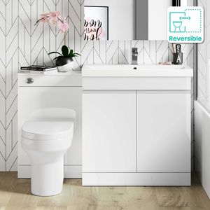 Trent Gloss White Combination Vanity Basin and Denver Toilet 1300mm