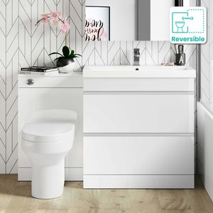 Trent Gloss White Combination Basin Drawer and Denver Toilet 1300mm