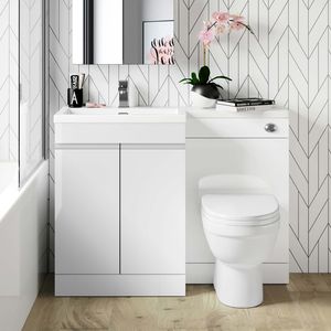 Trent Gloss White Combination Vanity Basin and Seattle Toilet 1100mm - Left Handed