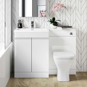 Trent Gloss White Combination Vanity Basin and Atlanta Toilet 1100mm - Left Handed