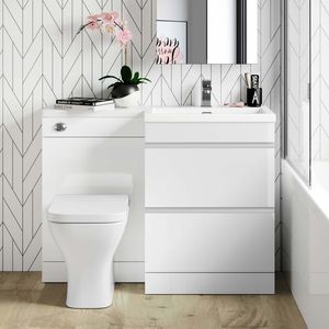 Trent Gloss White Combination Basin Drawer and Atlanta Toilet 1100mm - Right Handed