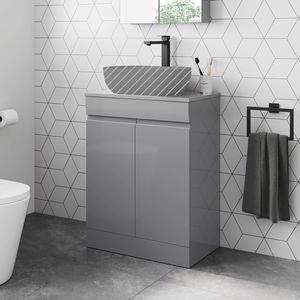 Trent Stone Grey Cabinet 600mm - Excludes Counter Top Basin