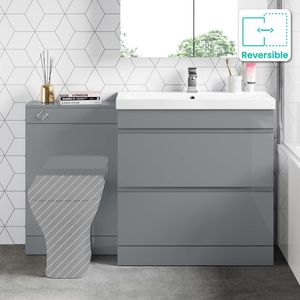 Trent Stone Grey Basin Vanity Drawer and Back To Wall Unit 1300mm