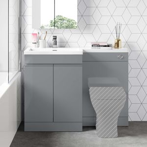 Trent Stone Grey Basin Vanity and Back To Wall Unit 1100mm - Left Handed