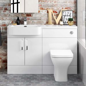 Harper Gloss White Combination Vanity Basin and Atlanta Toilet 1200mm - Left Handed