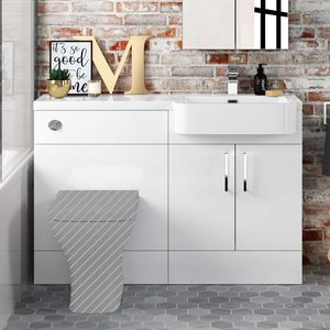 Harper Gloss White Basin Vanity and Back To Wall Toilet Unit 1200mm - Right Handed