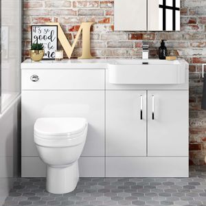Harper Gloss White Combination Vanity Basin and Seattle Toilet 1200mm - Right Handed