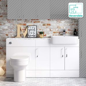 Harper Gloss White Combination Vanity Basin with Marble Top & Denver Toilet 1500mm