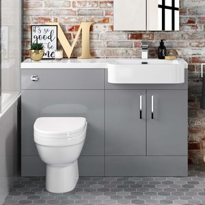 Harper Stone Grey Combination Vanity Basin and Seattle Toilet 1200mm - Right Handed