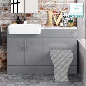 Harper Stone Grey Basin Vanity with Marble Top & Back To Wall Unit 1200mm