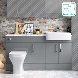 Harper Stone Grey Combination Vanity Basin with Marble Top & Atlanta Toilet 1500mm