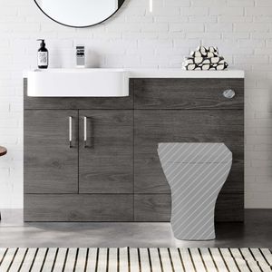 Harper Charcoal Elm Basin Vanity and Back To Wall Toilet Unit 1200mm - Left Handed