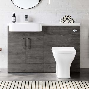 Harper Charcoal Elm Combination Vanity Basin and Atlanta Toilet 1200mm - Left Handed