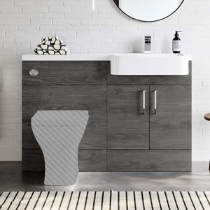 Harper Charcoal Elm Basin Vanity and Back To Wall Toilet Unit 1200mm - Right Handed