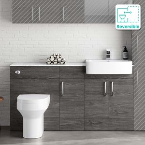 Harper Charcoal Elm Combination Vanity Basin with Marble Top & Denver Toilet 1500mm