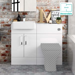 Harper Gloss White Basin Vanity and Back To Wall Toilet Unit 1000mm