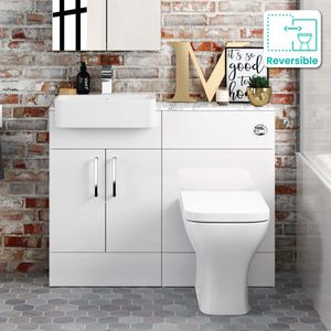 Harper Gloss White Combination Vanity Basin with Marble Top & Atlanta Toilet 1000mm
